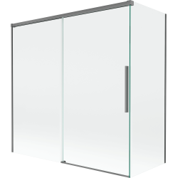 Mexen Rox Badewannenfaltwand, 2-flügelig, 160 + 70 x 150 cm, transparent, gun metal - 8C9-160-070-95-00