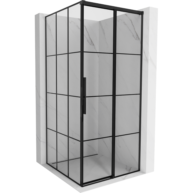 Mexen Rox Duschkabine Schiebetür rechts 95 x 95 cm, schwarzes Gitter, schwarz - 8C2-095-095-70-77-P