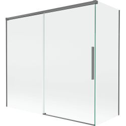 Mexen Rox Badewannenabtrennung, 2-teilig verschiebbar 170 + 70 x 150 cm, transparent, gun metal - 8C9-170-070-95-00