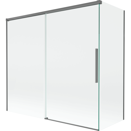 Mexen Rox Badewannenabtrennung, 2-teilig verschiebbar 170 + 70 x 150 cm, transparent, gun metal - 8C9-170-070-95-00
