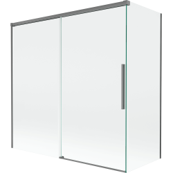 Mexen Rox Badewannenabtrennung 2-flügelig verschiebbar 160 + 80 x 150 cm, transparent, Gun Metal - 8C9-160-080-95-00