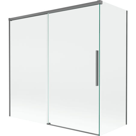 Mexen Rox Badewannenabtrennung 2-flügelig verschiebbar 160 + 80 x 150 cm, transparent, Gun Metal - 8C9-160-080-95-00