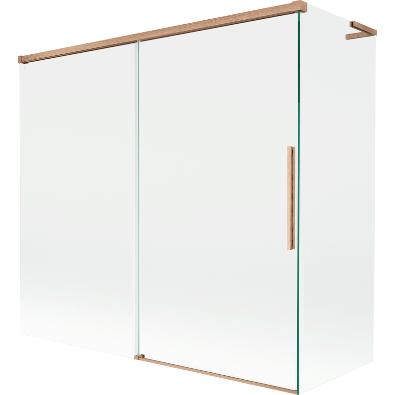 Mexen Rox L Zweiteilige Duschwand, 2-flügelig, verschiebbar, 170 + 70 x 150 cm, transparent, gebürstetes Kupfer