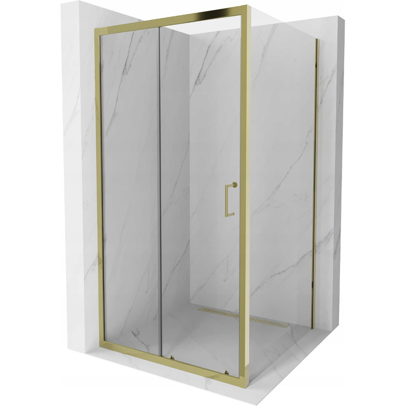 Mexen Apia Schiebedusche 100 x 100 cm, transparent, gold - 840-100-100-50-00