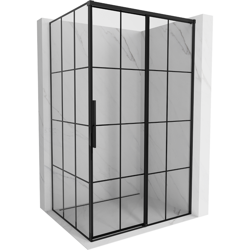 Mexen Rox Duschkabine rechts verschiebbar 90 x 100 cm, schwarzes Gitter, schwarz - 8C2-090-100-70-77-P