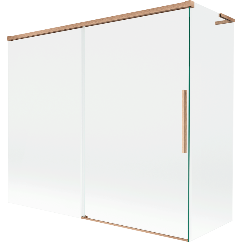 Mexen Rox L Duschwand, 2-flügelig Schiebbar 180 + 80 x 150 cm, transparent, gebürstetes Kupfer - 8C9L-180-080-65-00