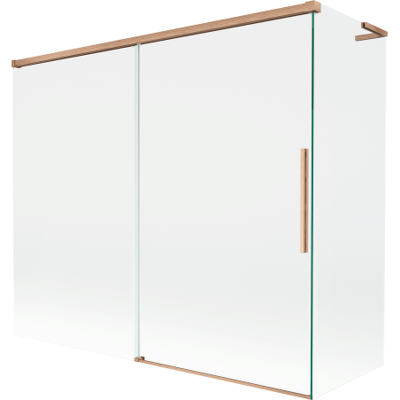 Mexen Rox L Duschwand, 2-flügelig Schiebbar 180 + 80 x 150 cm, transparent, gebürstetes Kupfer - 8C9L-180-080-65-00