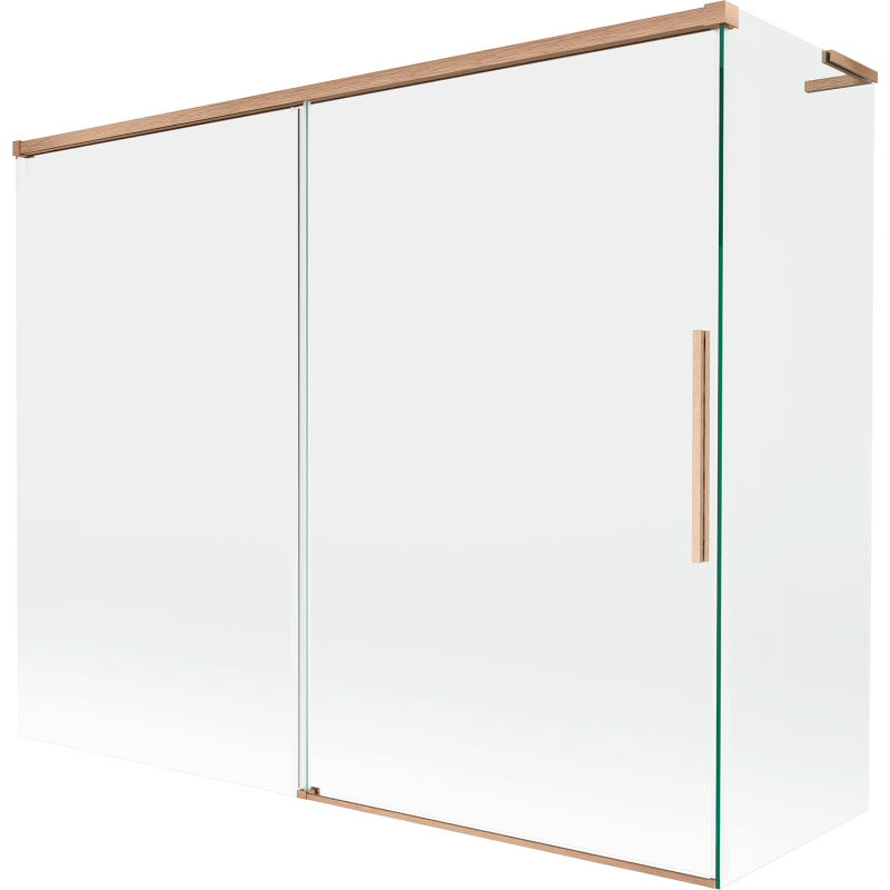 Mexen Rox L Duschabtrennung 2-flügelig verschiebbar 190 + 80 x 150 cm, transparent, gebürstetes Kupfer - 8C9L-190-080-65-00