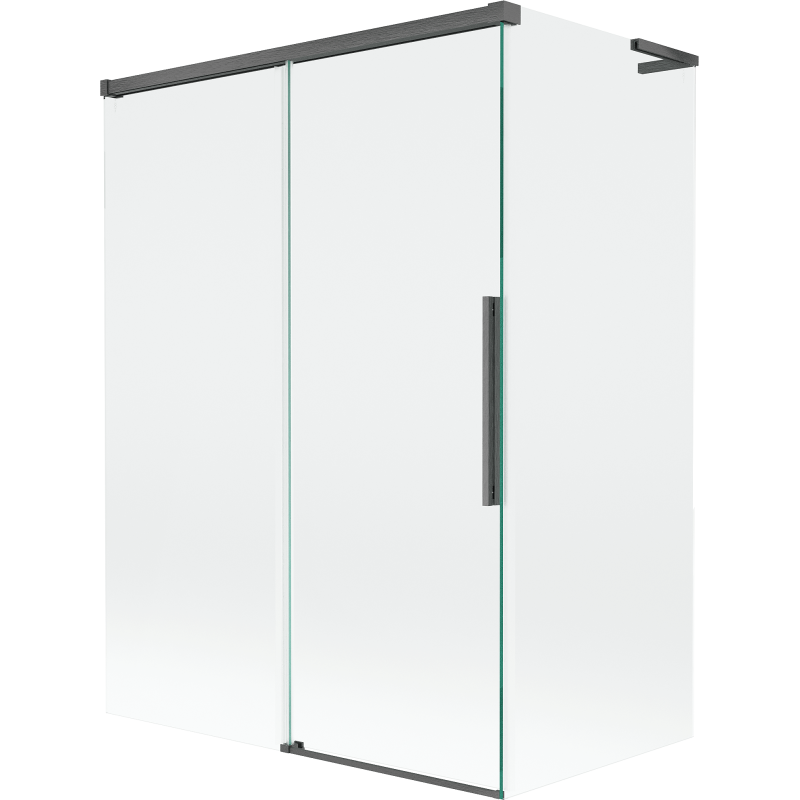 Mexen Rox L Badewannenwand 2-flügelig, verschiebbar 120 + 70 x 150 cm, transparent, gebürstet gun gray - 8C9L-120-070-66-00