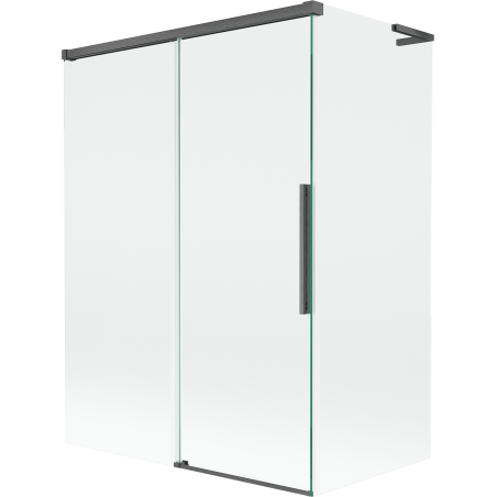 Mexen Rox L Badewannenwand 2-flügelig, verschiebbar 120 + 70 x 150 cm, transparent, gebürstet gun gray - 8C9L-120-070-66-00