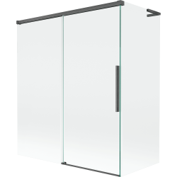 Mexen Rox L 2-flügelige, ausziehbare Duschabtrennung 140 + 70 x 150 cm, transparent, gebürstetes Gun Gray - 8C9L-140-070-66-00