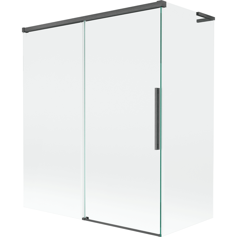Mexen Rox L 2-flügelige, ausziehbare Duschabtrennung 140 + 70 x 150 cm, transparent, gebürstetes Gun Gray - 8C9L-140-070-66-00