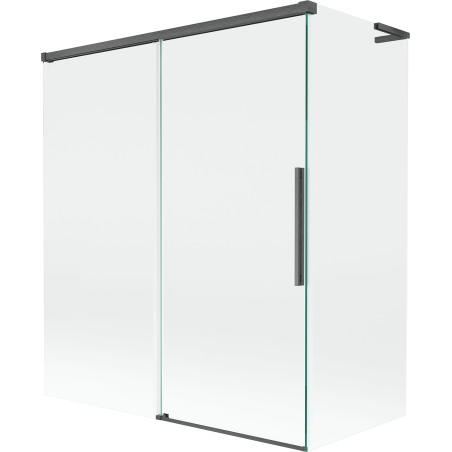 Mexen Rox L 2-flügelige, ausziehbare Duschabtrennung 140 + 70 x 150 cm, transparent, gebürstetes Gun Gray - 8C9L-140-070-66-00