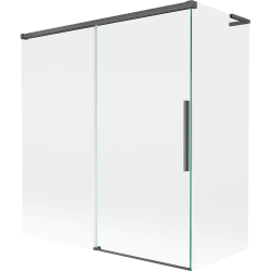 Mexen Rox L Badewannenaufsatz 2-flügelig verschiebbar 150 + 70 x 150 cm, transparent, gebürstetes Gun Gray - 8C9L-150-070-66-00