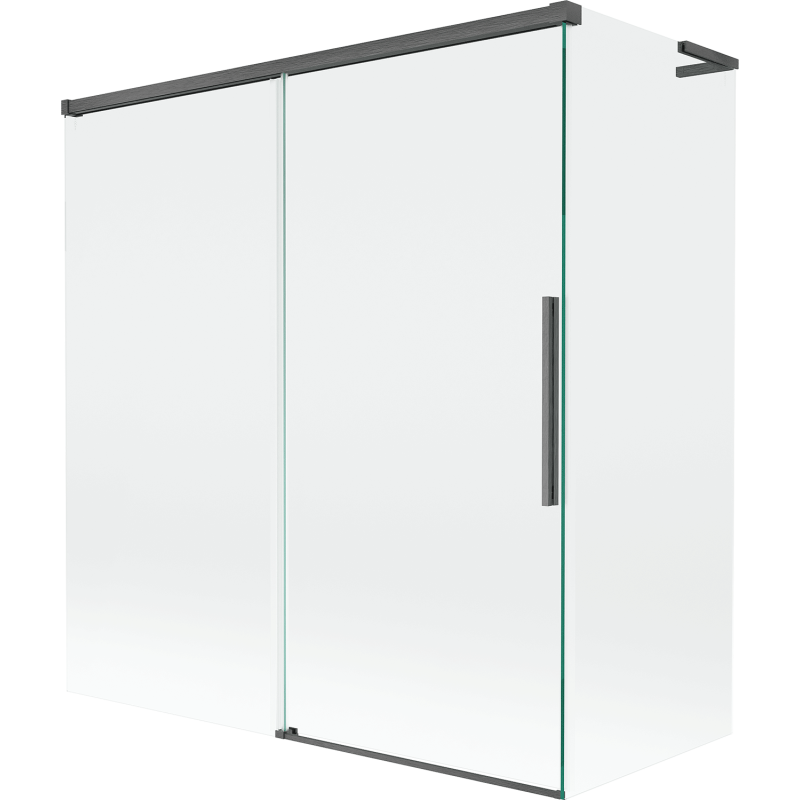 Mexen Rox L Badewannenaufsatz 2-flügelig verschiebbar 150 + 70 x 150 cm, transparent, gebürstetes Gun Gray - 8C9L-150-070-66-00