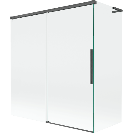 Mexen Rox L Badewannenaufsatz 2-flügelig verschiebbar 150 + 70 x 150 cm, transparent, gebürstetes Gun Gray - 8C9L-150-070-66-00