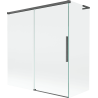 Mexen Rox L Badewannenaufsatz 2-flügelig verschiebbar 150 + 70 x 150 cm, transparent, gebürstetes Gun Gray - 8C9L-150-070-66-00