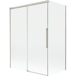 Mexen Rox Badewannenwand 2-flügelig verschiebbar 120 + 70 x 150 cm, transparent, gebürstetes Nickel - 8C9-120-070-97-00