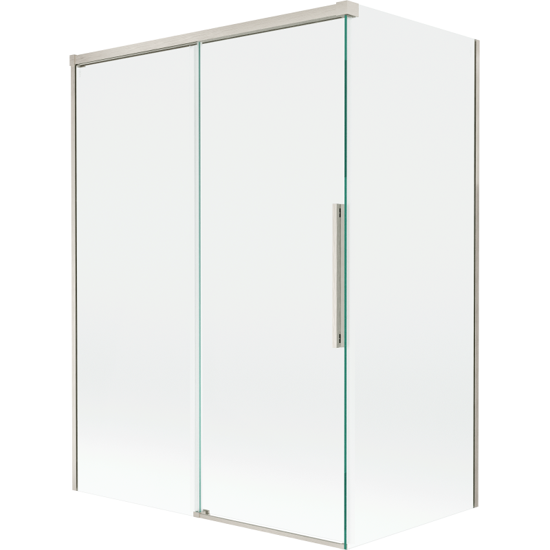 Mexen Rox Badewannenwand 2-flügelig verschiebbar 120 + 70 x 150 cm, transparent, gebürstetes Nickel - 8C9-120-070-97-00