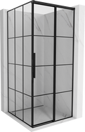 Mexen Rox Duschkabine, rechte Schiebetür 100 x 100 cm, schwarzes Gitter, schwarz - 8C2-100-100-70-77-P