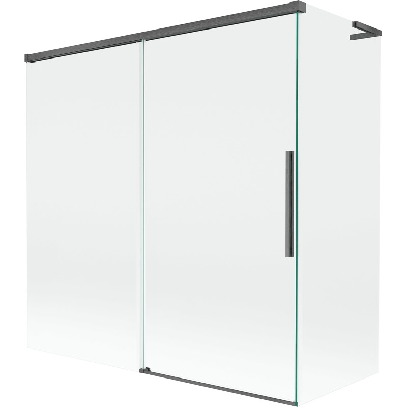 Mexen Rox L zweiflügelige Badewannenabtrennung, verschiebbar 160 + 75 x 150 cm, transparent, gun gray gebürstet