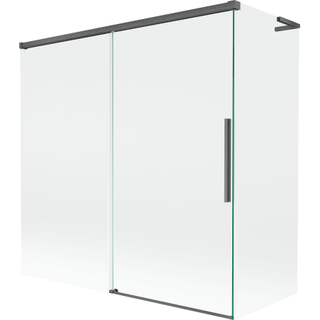 Mexen Rox L Duschabtrennung, 2-flügelig, verschiebbar 160 + 75 x 150 cm, transparent, gun grau gebürstet - 8C9L-160-075-66-00