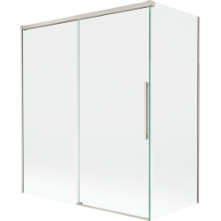 Mexen Rox Duschabtrennung, 2-flügelig, 140 + 70 x 150 cm, transparent, gebürsteter Nickel - 8C9-140-070-97-00
