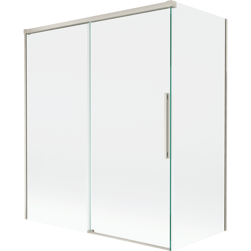 Mexen Rox Duschabtrennung, 2-flügelig, 140 + 70 x 150 cm, transparent, gebürsteter Nickel - 8C9-140-070-97-00