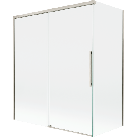 Mexen Rox Duschabtrennung, 2-flügelig, 140 + 70 x 150 cm, transparent, gebürsteter Nickel - 8C9-140-070-97-00