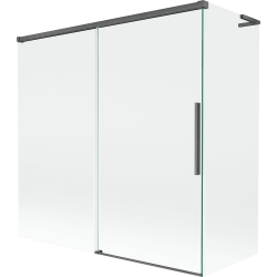 Mexen Rox L 2-flügelige, verschiebbare Badewannenfaltwand 160 + 80 x 150 cm, transparent, gebürstetes Kanonengrau