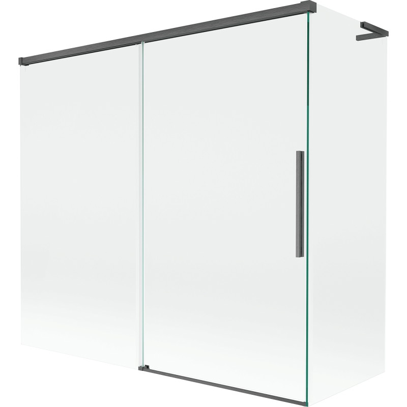 Mexen Rox L 2-flügelige, verschiebbare Badewannenabtrennung 170 + 80 x 150 cm, transparent, gun gray gebürstet