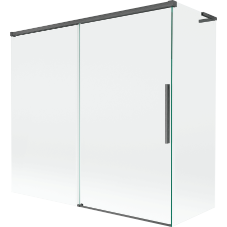 Mexen Rox L 2-flügelige, verschiebbare Badewannenabtrennung 170 + 80 x 150 cm, transparent, gun gray gebürstet
