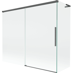 Mexen Rox L 2-flügelige, verschiebbare Badewannenabtrennung 180 + 80 x 150 cm, transparent, gebürstetes Gun-Grey