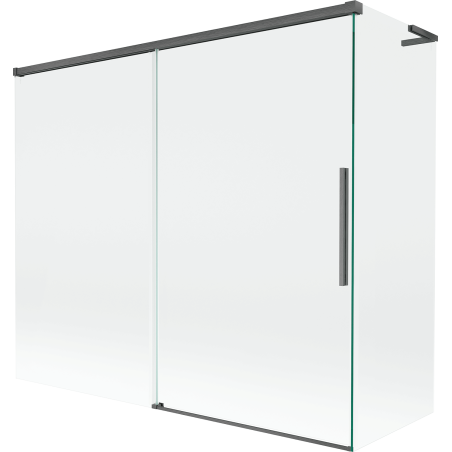 Mexen Rox L 2-flügelige, verschiebbare Badewannenabtrennung 180 + 80 x 150 cm, transparent, gebürstetes Gun-Grey