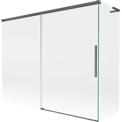Mexen Rox L Duschwand 2-flügelig schiebbar 190 + 80 x 150 cm, transparent, gebürstetes Gun Grau - 8C9L-190-080-66-00