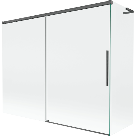 Mexen Rox L Duschwand 2-flügelig schiebbar 190 + 80 x 150 cm, transparent, gebürstetes Gun Grau - 8C9L-190-080-66-00