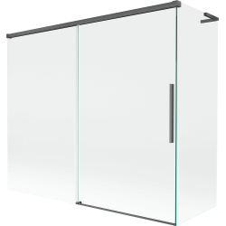 Mexen Rox L zweiflügelige Duschabtrennung, 180 + 90 x 150 cm, transparent, gebürstetes Kanonengrau - 8C9L-180-090-66-00
