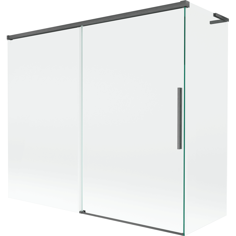 Mexen Rox L zweiflügelige Duschabtrennung, 180 + 90 x 150 cm, transparent, gebürstetes Kanonengrau - 8C9L-180-090-66-00