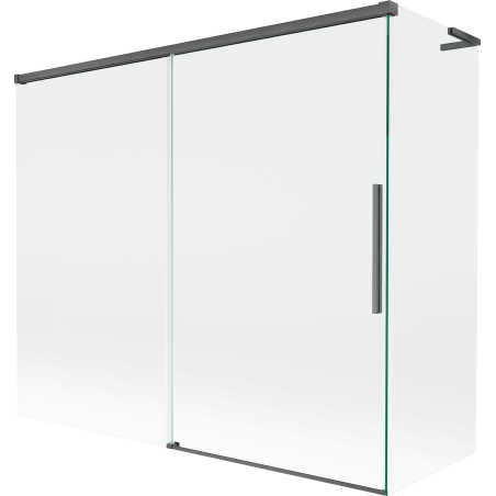 Mexen Rox L zweiflügelige Duschabtrennung, 180 + 90 x 150 cm, transparent, gebürstetes Kanonengrau - 8C9L-180-090-66-00