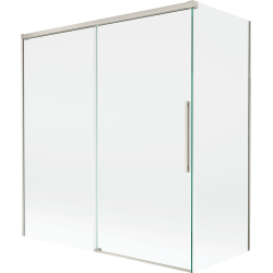 Mexen Rox zweiflügeliger Duschabtrenner, verschiebbar 150 + 70 x 150 cm, transparent, gebürsteter Nickel - 8C9-150-070-97-00