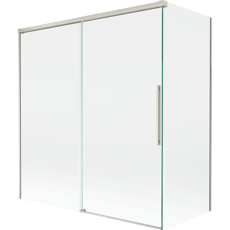 Mexen Rox zweiflügeliger Duschabtrenner, verschiebbar 150 + 70 x 150 cm, transparent, gebürsteter Nickel - 8C9-150-070-97-00