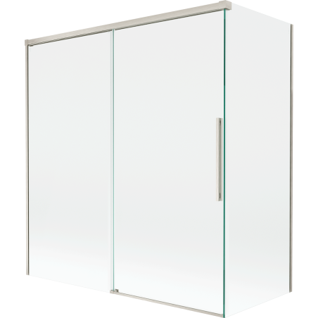 Mexen Rox zweiflügeliger Duschabtrenner, verschiebbar 150 + 70 x 150 cm, transparent, gebürsteter Nickel - 8C9-150-070-97-00