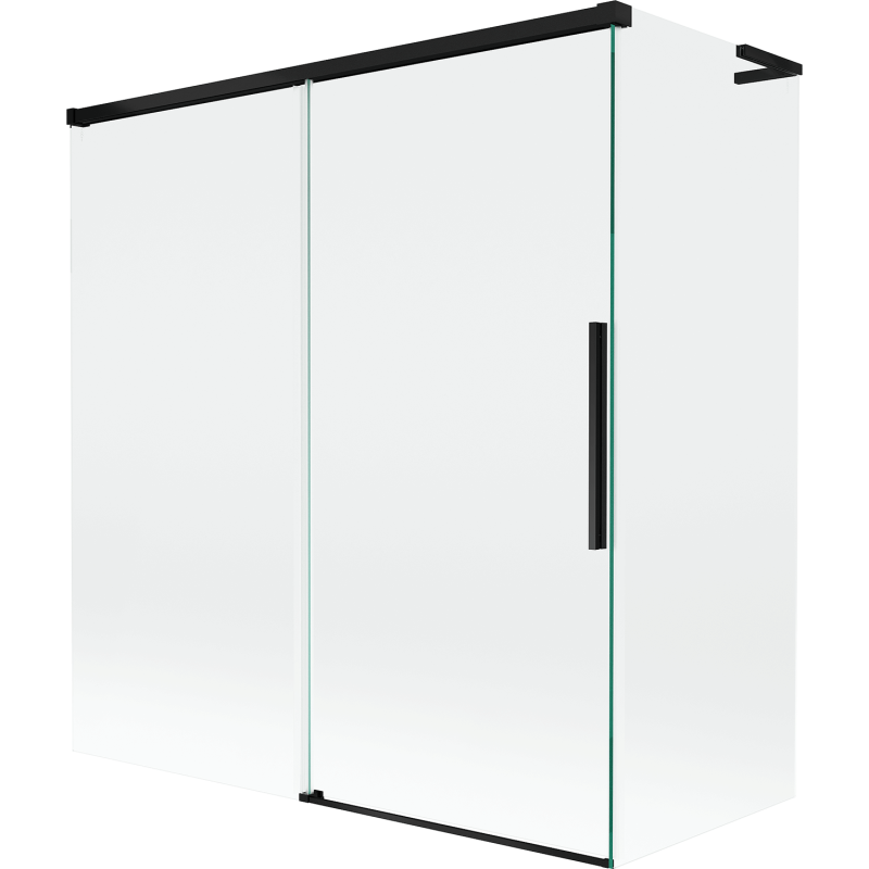 Mexen Rox L Badewannen-Faltwand 2-türig verschiebbar 150 + 70 x 150 cm, transparent, schwarz - 8C9L-150-070-70-00
