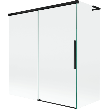 Mexen Rox L Badewannen-Faltwand 2-türig verschiebbar 150 + 70 x 150 cm, transparent, schwarz - 8C9L-150-070-70-00