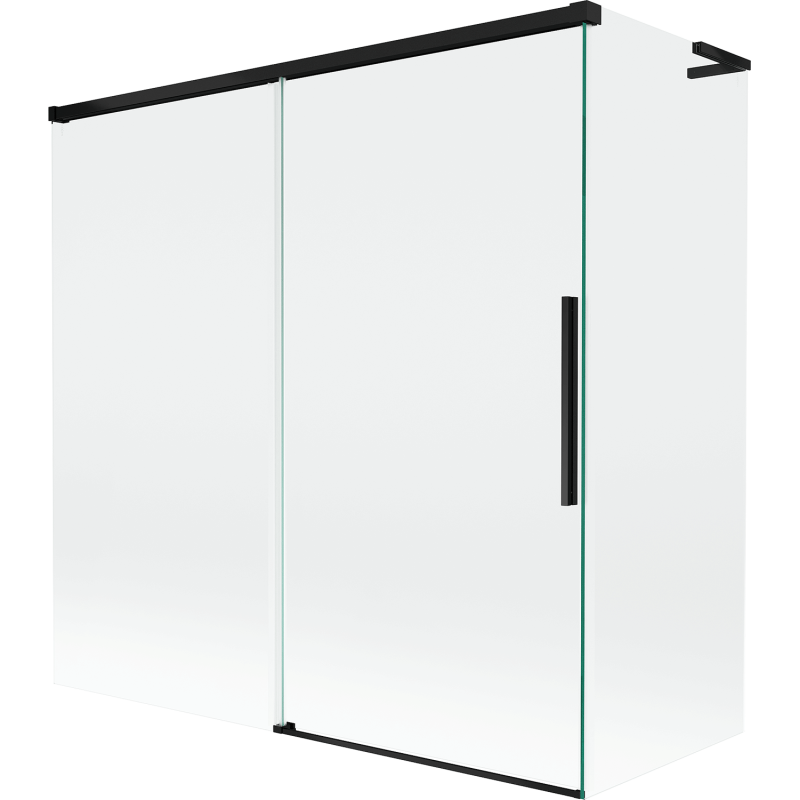 Mexen Rox L Badewannenwand 2-flügelig, 160 + 70 x 150 cm, transparent, schwarz - 8C9L-160-070-70-00