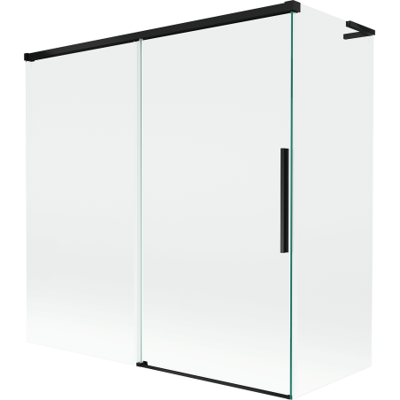 Mexen Rox L Badewannenwand 2-flügelig, 160 + 70 x 150 cm, transparent, schwarz - 8C9L-160-070-70-00