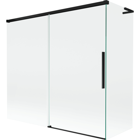 Mexen Rox L Badewannenfaltwand, 2-flügelig, schiebbar 170 + 75 x 150 cm, transparent, schwarz - 8C9L-170-075-70-00