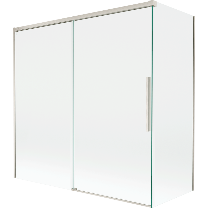 Mexen Rox zweiflügelige Duschabtrennung, verschiebbar, 160 + 75 x 150 cm, transparent, gebürsteter Nickel - 8C9-160-075-97-00