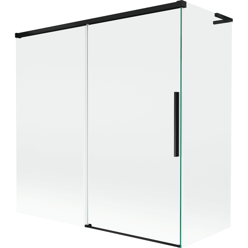 Mexen Rox L Badewannenabtrennung 2-flügelig schiebbar 160 + 80 x 150 cm, transparent, schwarz - 8C9L-160-080-70-00