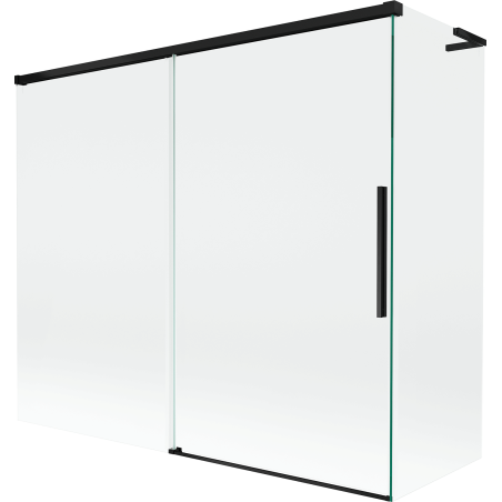 Mexen Rox L Badewannenfaltwand, 2-flügelig, verschiebbar 180 + 80 x 150 cm, transparent, schwarz - 8C9L-180-080-70-00